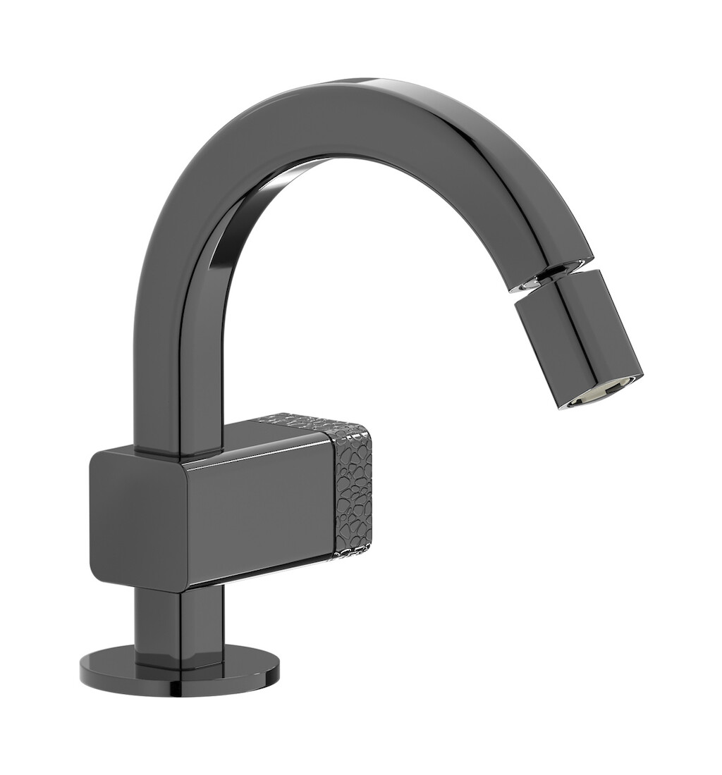 Прогрессивный смеситель для биде на 1 отверстие в комплекте с донным клапаном. WE ARE IB eo220cf_2 Black Chrome Elio