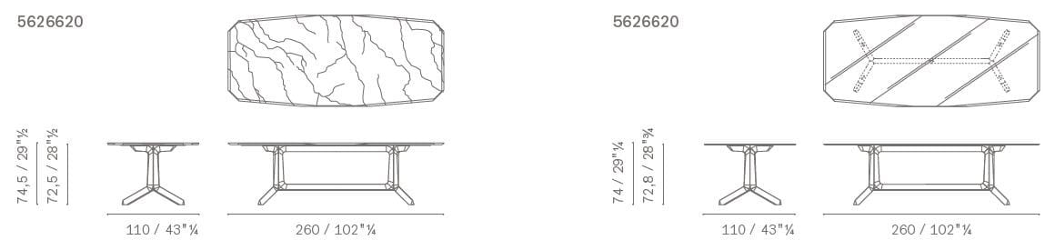 Прямоугольный стеклянный стол для гостиной Poltrona Frau ARCH-00065573 - Вид №1