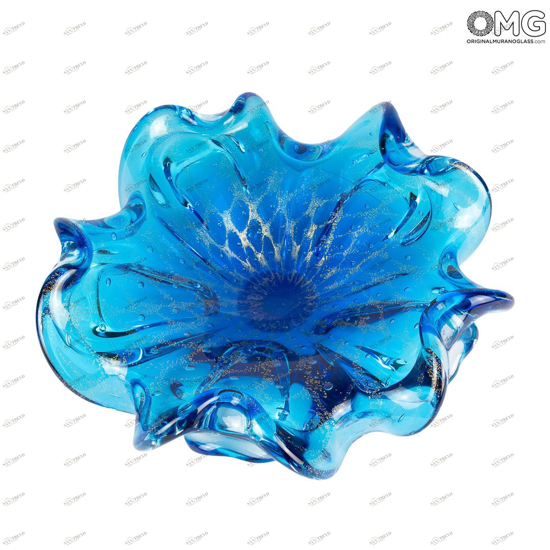 3178 ORIGINALMURANOGLASS Блюдо Цветок - синее - Original Murano Glass OMG 20 см 