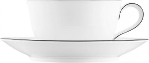 10642839 Furstenberg Чашка для капучино с блюдцем Furstenberg "Вагенфельд" 300мл (с чёрным кантом) Фарфор
