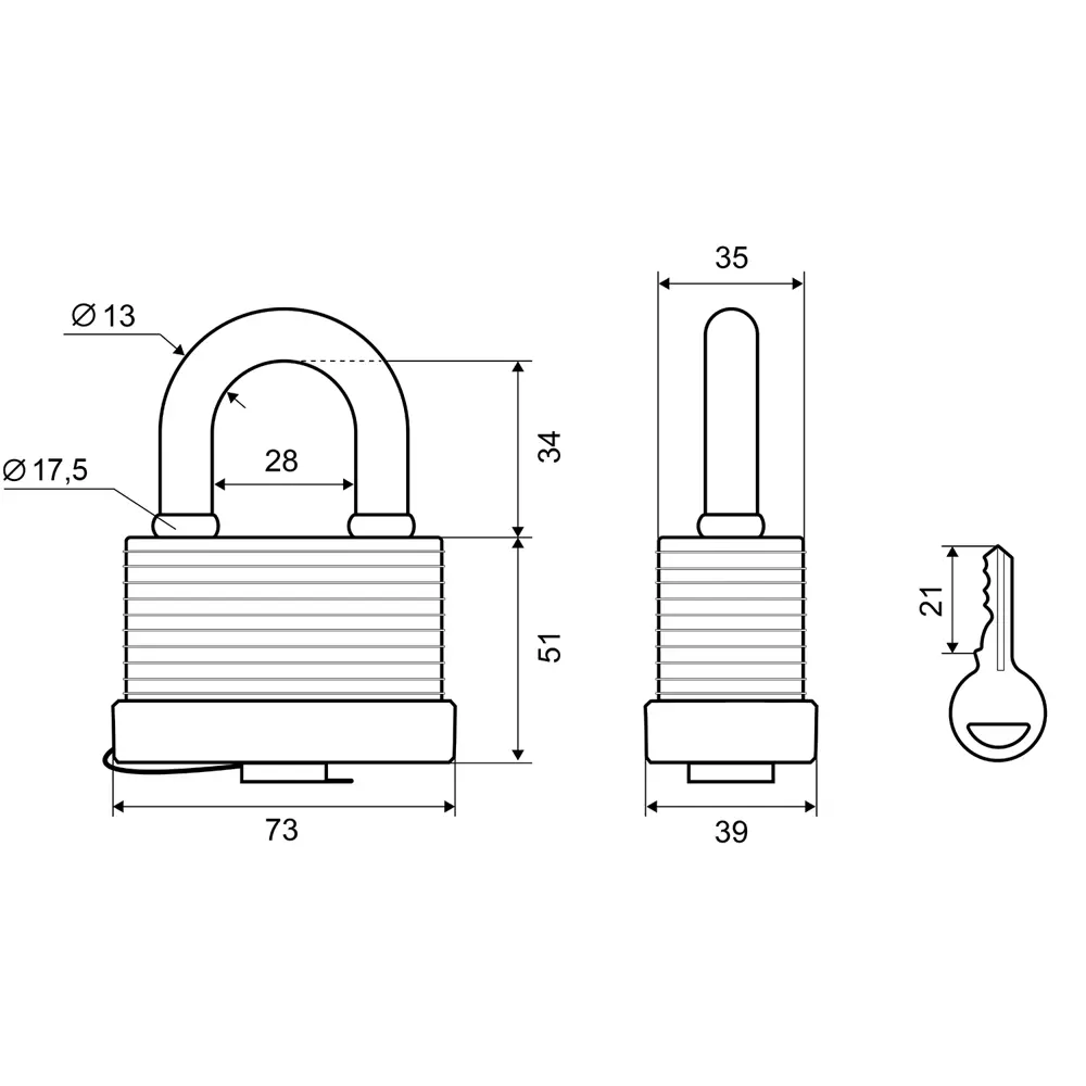 Замок навесной Palladium 53x73 мм, нержавеющая сталь STLM-2170015 - Вид №3