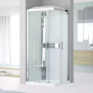 Душевая кабина термостатическая 80x80 GLAX 3 A80 STANDARD Novellini GLAX 3 с высоким душевым поддоном, серебристым профилем и крышей