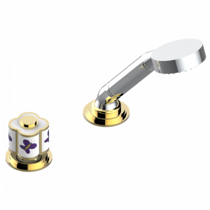 A7D-6532/60A Смеситель керамический устанавливаемый на борту с ручным душем с ручкой одновременной регулировки – потока/температуры Thg-paris Capucine фиолетовый с золотым декором Хром/золото