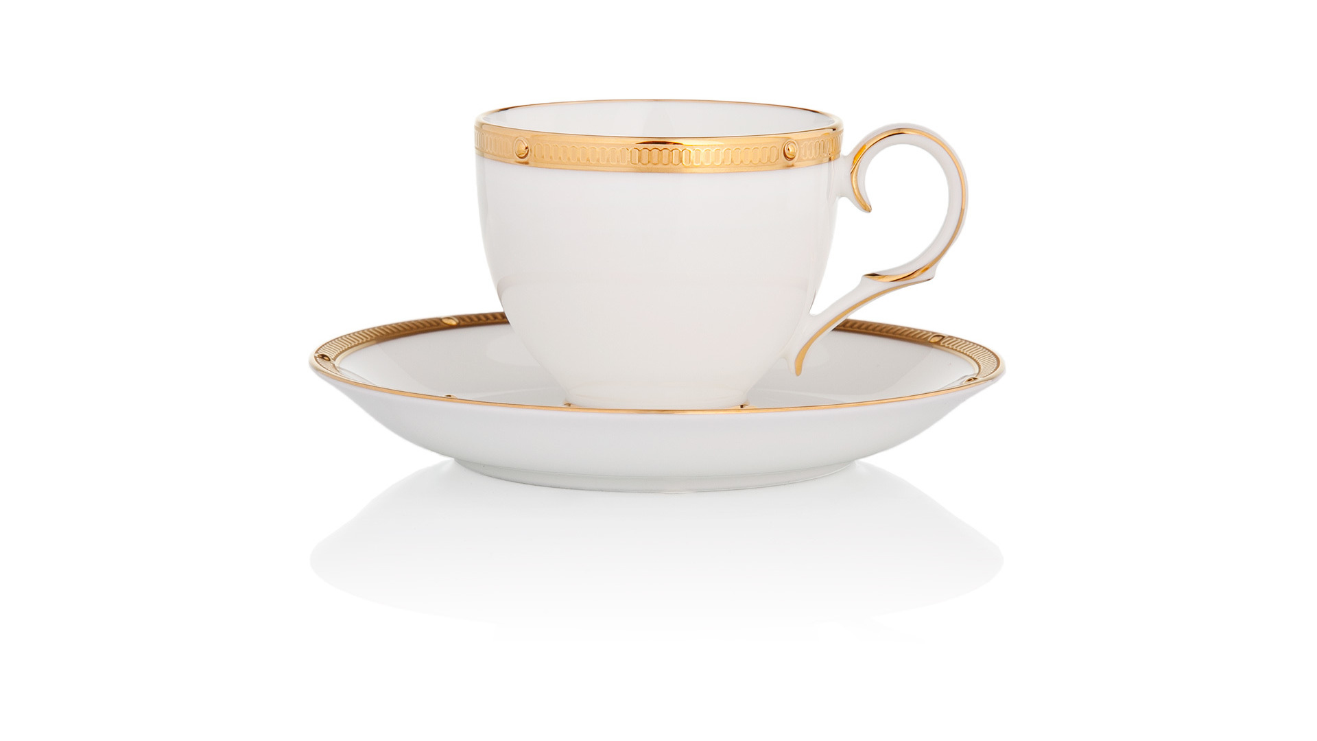 10665449 Noritake Набор из 2 чашек кофейных с блюдцами Noritake "Рочель,золотой кант" 90мл Фарфор костяной  - Вид №1