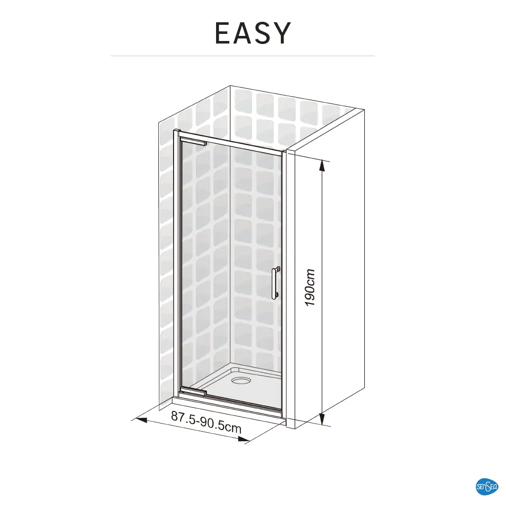 Стекло для распашной душевой двери Sensea Easy 90 см прозрачное, цвет профиля на выбор STLM-2206123 - Вид №32