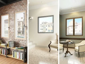 Agostinigroup Окно из алюминия и дерева с тройным остеклением 500.55 fibex inside