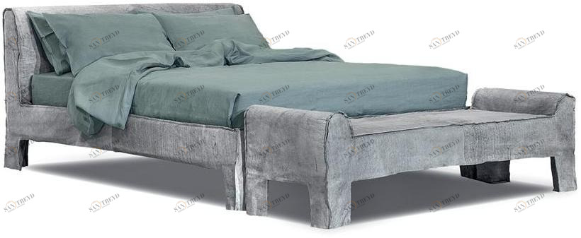 BAXTER Кожаная кровать с мягким изголовьем Summer sun-id-1430934