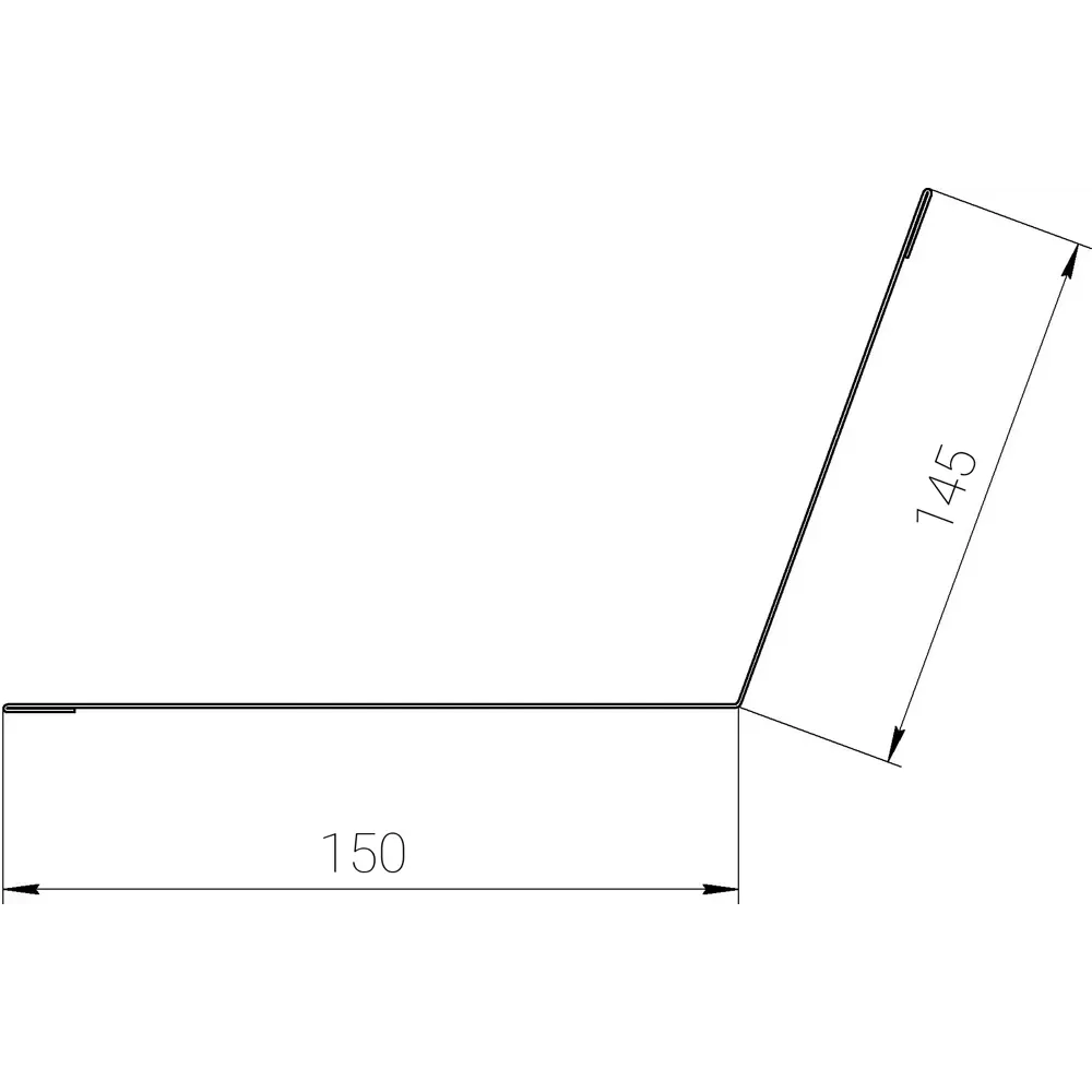 Планка примыкания 145x150x2000 мм 0.4 мм RAL 7024 серый ТАВРОС STLM-2191517 - Вид №1