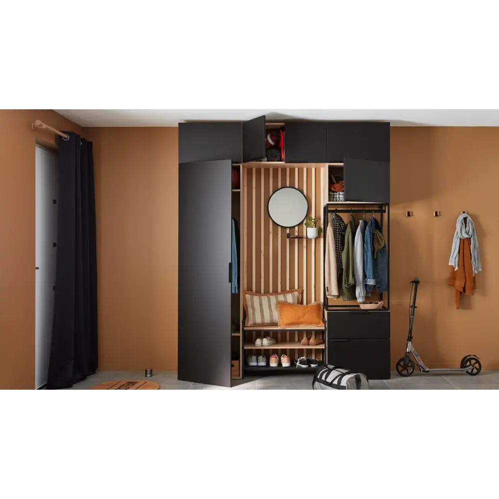 Этажерка для обуви Spaceo 80x55x35 см 3 полки дерево цвет черный STLM-2022859 - Вид №4