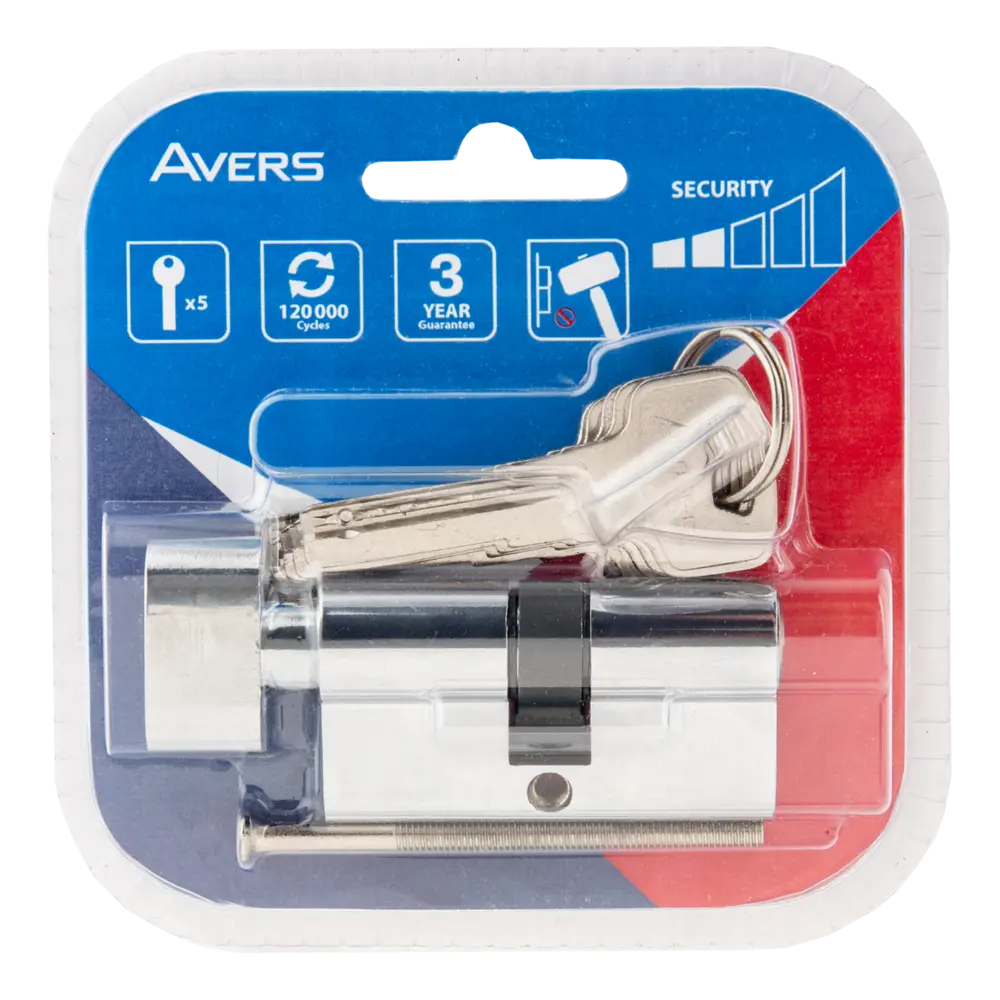 Цилиндр Avers ZM-60-C-CR, 60x17 мм, ключ/вертушка, цвет хром STLM-2074326 - Вид №2