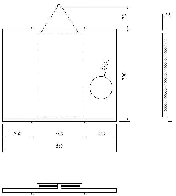 Настенное зеркало для ванной комнаты с рамкой Spekkio Tris LED ARCH-00018942 - Вид №2