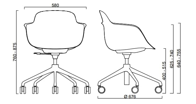 Регулируемый по высоте стул из полипропилена с подлокотниками Infiniti Sicla ARCH-00055762 - Вид №2