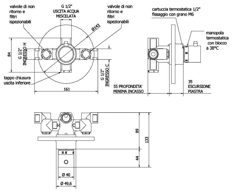 Встраиваемый термостатический смеситель для душа Thermomat Thermo-mix ARCH-00044892 - Вид №2