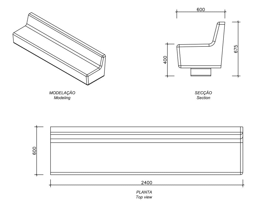 Бетонная скамья со спинкой amop Tejo ARCH-00065486 - Вид №2