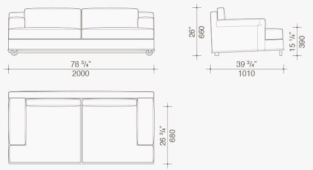 Lema 2-х местный тканевый диван на колесиках Aberdeen sun-id-1442833 - Вид №5
