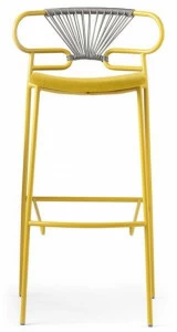 TrabA' Металлический табурет со встроенной подушкой со спинкой Genoa 0049met-cross-pu-imb