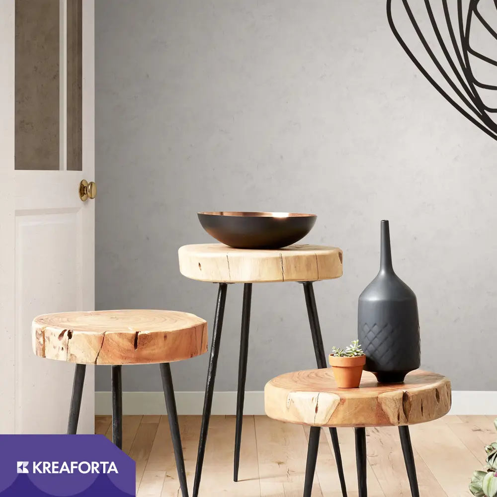 Обои флизелиновые KREAFORTA Plaster светло-серые 1.06 м 60358-14 STLM-2152610 - Вид №2