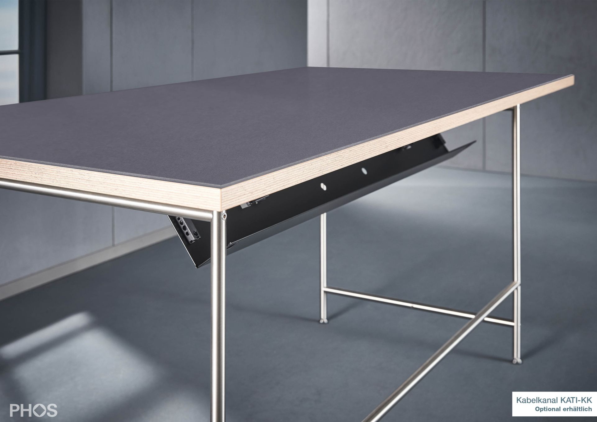 KATI-S1-140x60-L4178 Стол Карлсруэ - письменный стол со столешницей из линолеума - 140 х 60 х 75 см. PHOS  - Вид №5