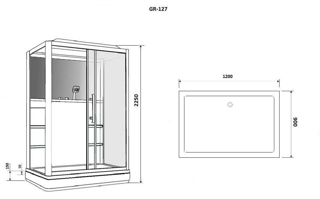 Душевая кабина GROSSMAN GR127L (90x120x225)  - Вид №9