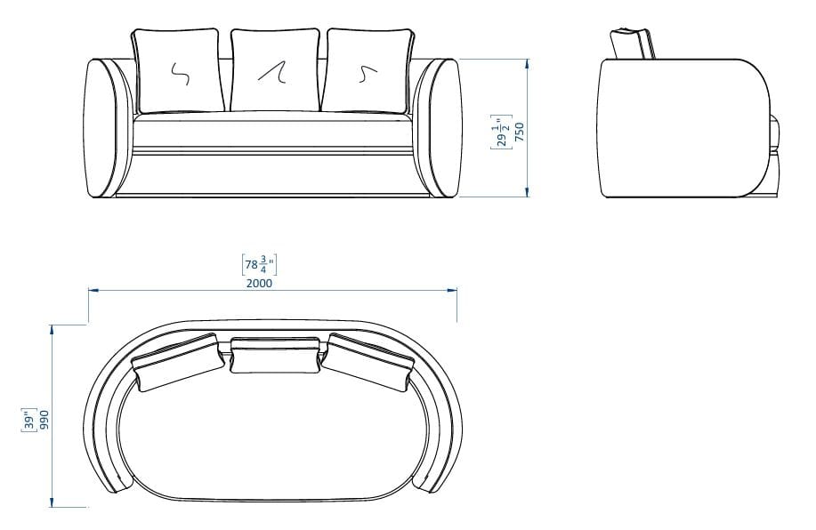 3-местный тканевый диван Casa Magna Essence ARCH-00124718 - Вид №3