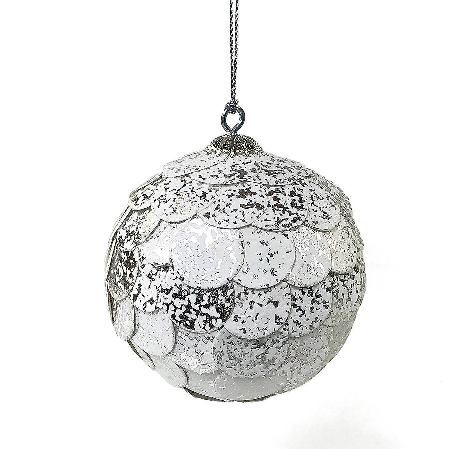 en_ny0072 Шар новогодний декоративный paper ball, серебристый мрамор EnjoyMe 
