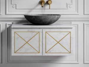 Одноместный овальный умывальник из мрамора Pietra Grey