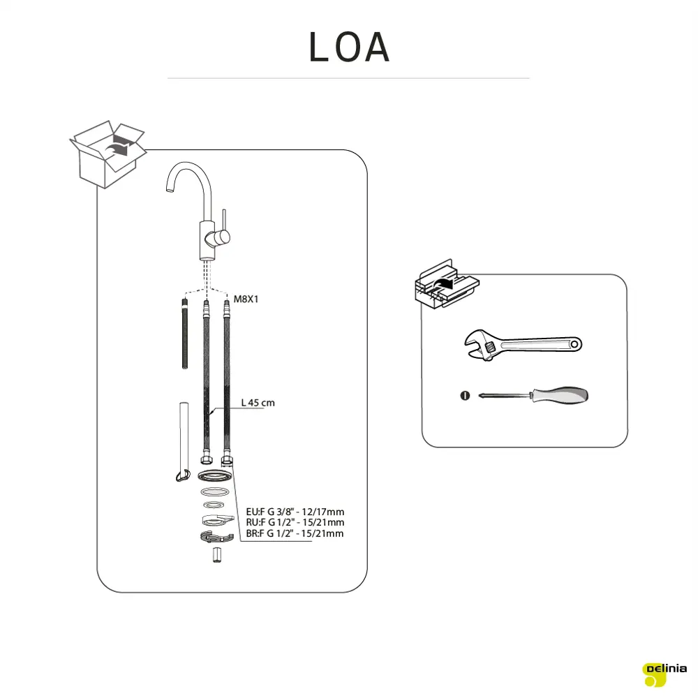 Смеситель кухонный Delinia Loa общая высота 38.6 см цвет никель матовый STLM-2067561 - Вид №7