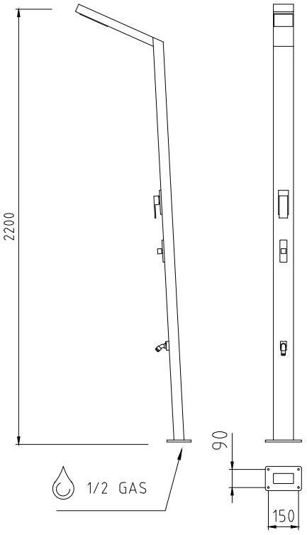Ama Luxury Shower Летний душ из нержавеющей стали  Sa5000l sa5900l  - Вид №4
