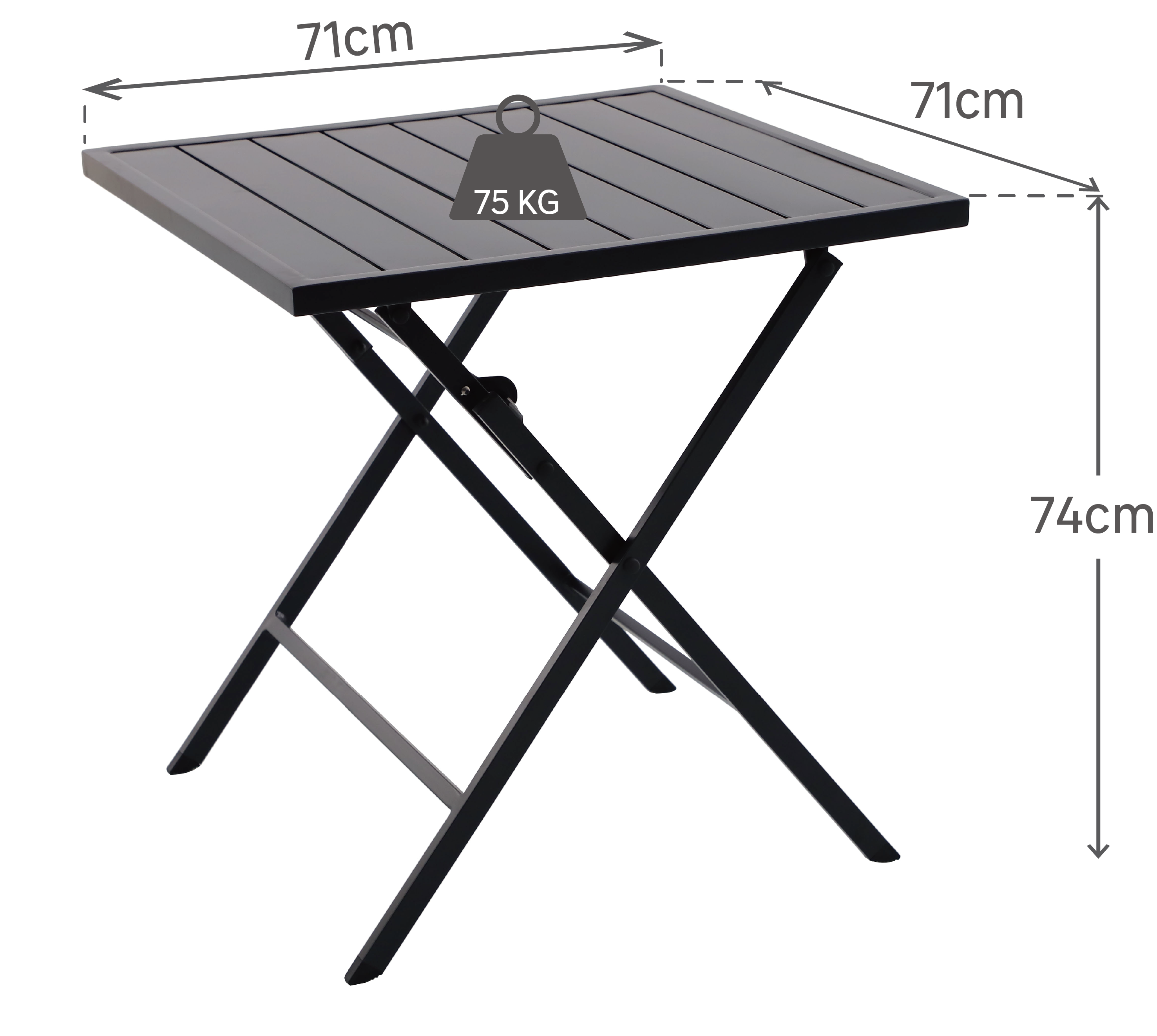 Стол садовый складной NATERIAL Xara 71×71×74 см алюминий 83719679 STLM-0043750 - Вид №16