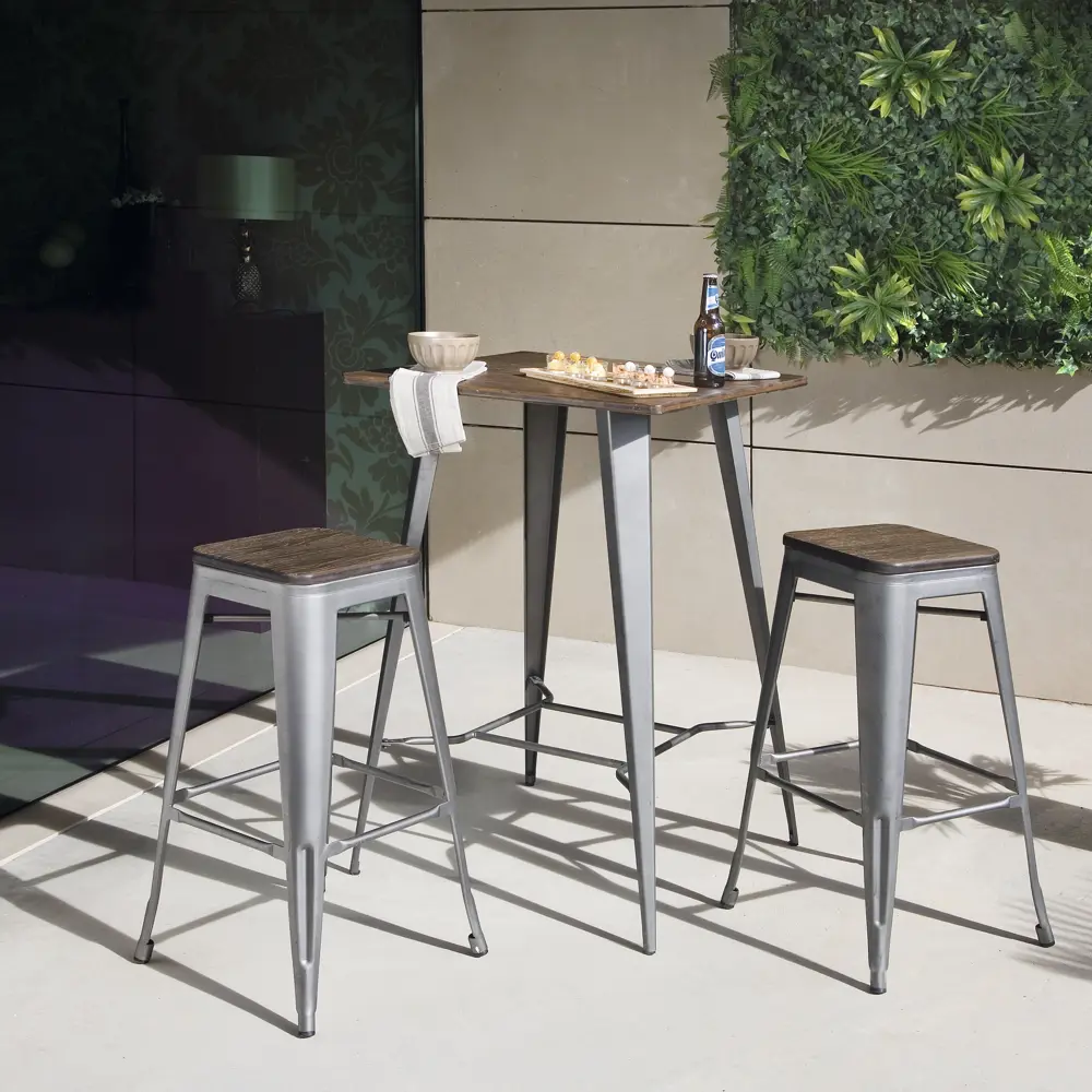 Стол садовый квадратный Soho 70x70x102 см металл/бамбук чёрный Santreyd STLM-2190477 - Вид №1