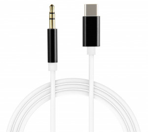 GCR-52329 Кабель аудио typec - aux jack 3,5mm, ультрагибкий, белый, черный, Greenconnect