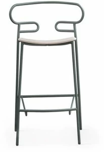 TrabA' Табурет из металла и ясеня с подставкой для ног Genoa 0049 met