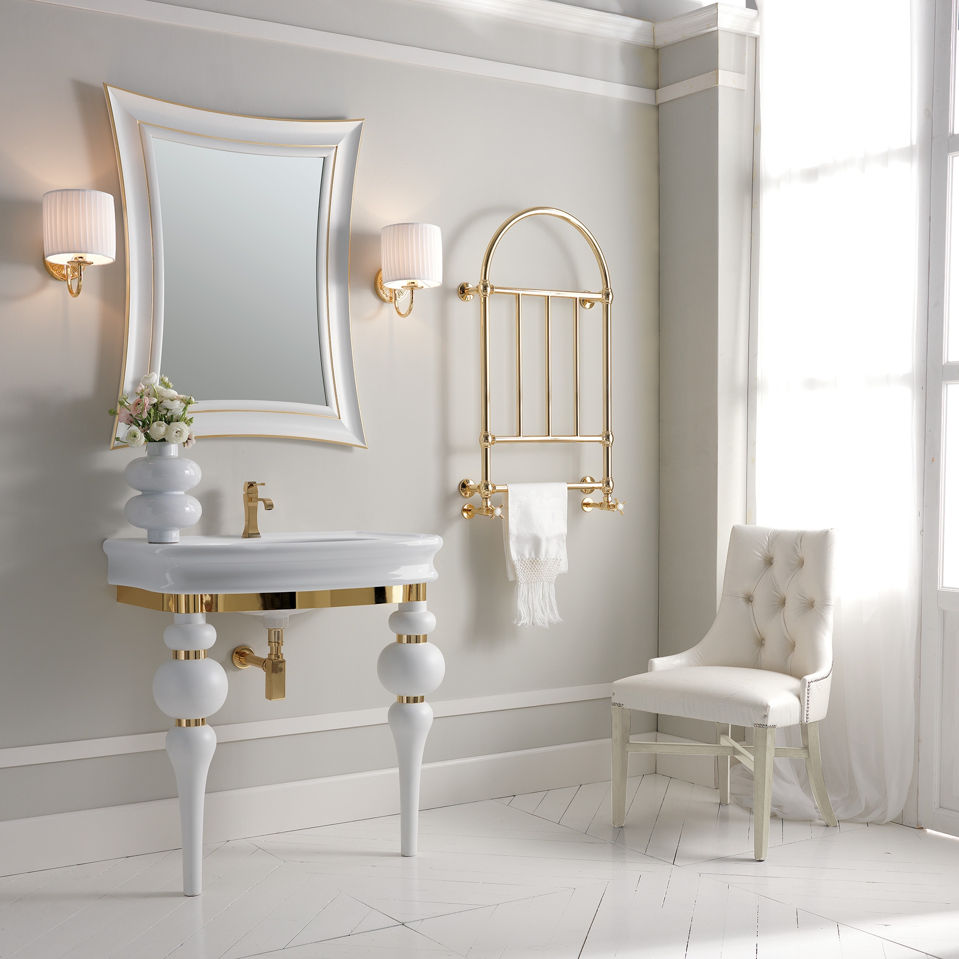 VV3090 3SC Консоль Via Veneto с умывальником и сифоном LA12, белый матовый Classico Treesseci 3SC - Вид №1