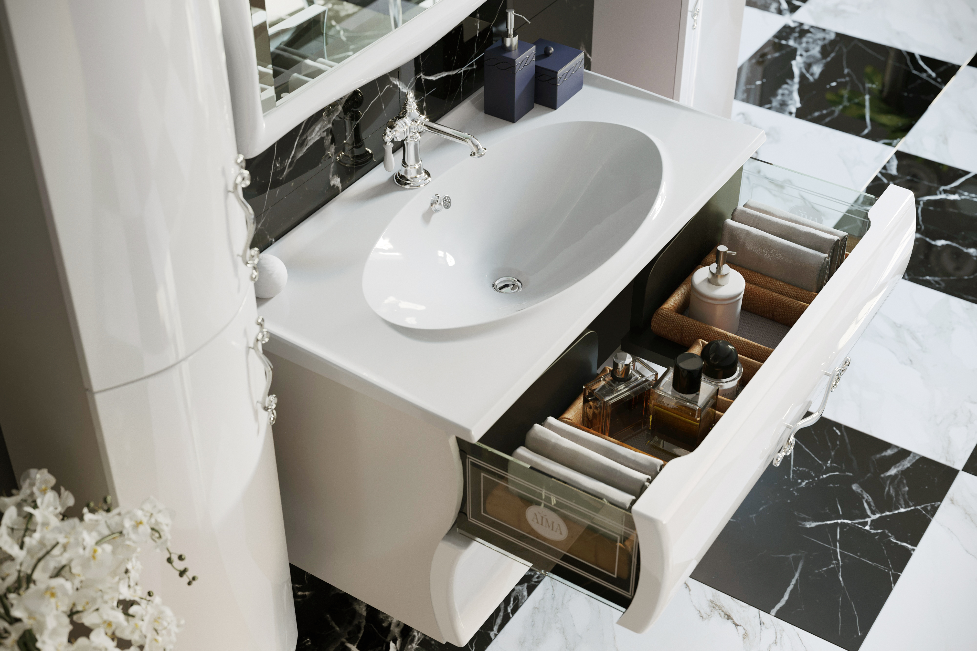 У40390 Тумба с раковиной Amethyst 100, 2я, White 1 Marka Amethyst  - Вид №2