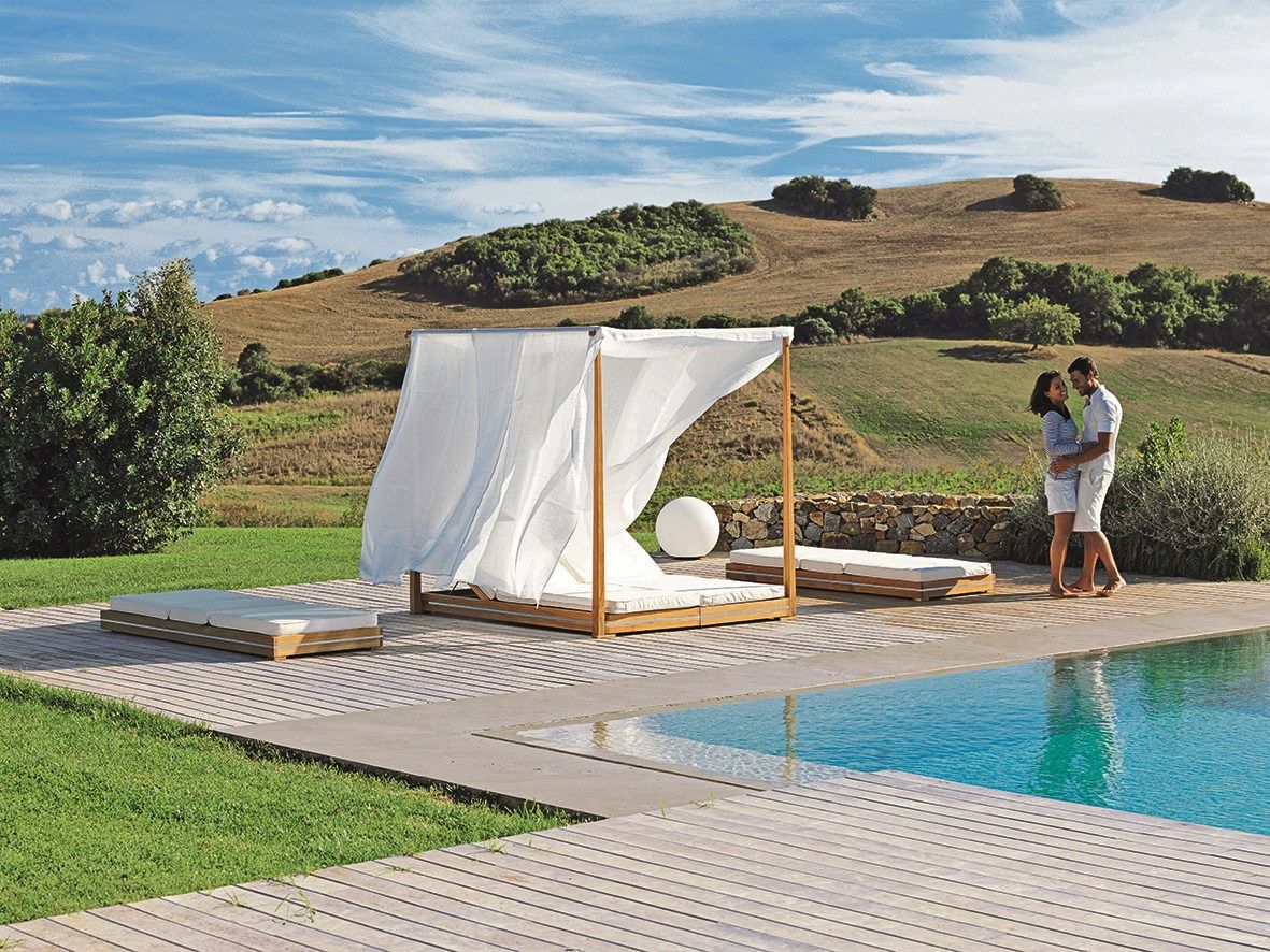 Садовая кровать из тикового дерева с балдахином Ethimo сущность ARCH-00078293 - Вид №3