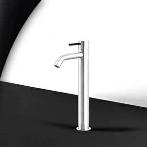 Смеситель для раковины сталь глянцевая с черной ручкой Toki Radomonte TKS3LCIL12