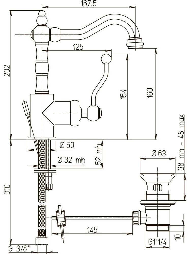 Paini Duomo 88F3250 смеситель для раковины - Вид №2