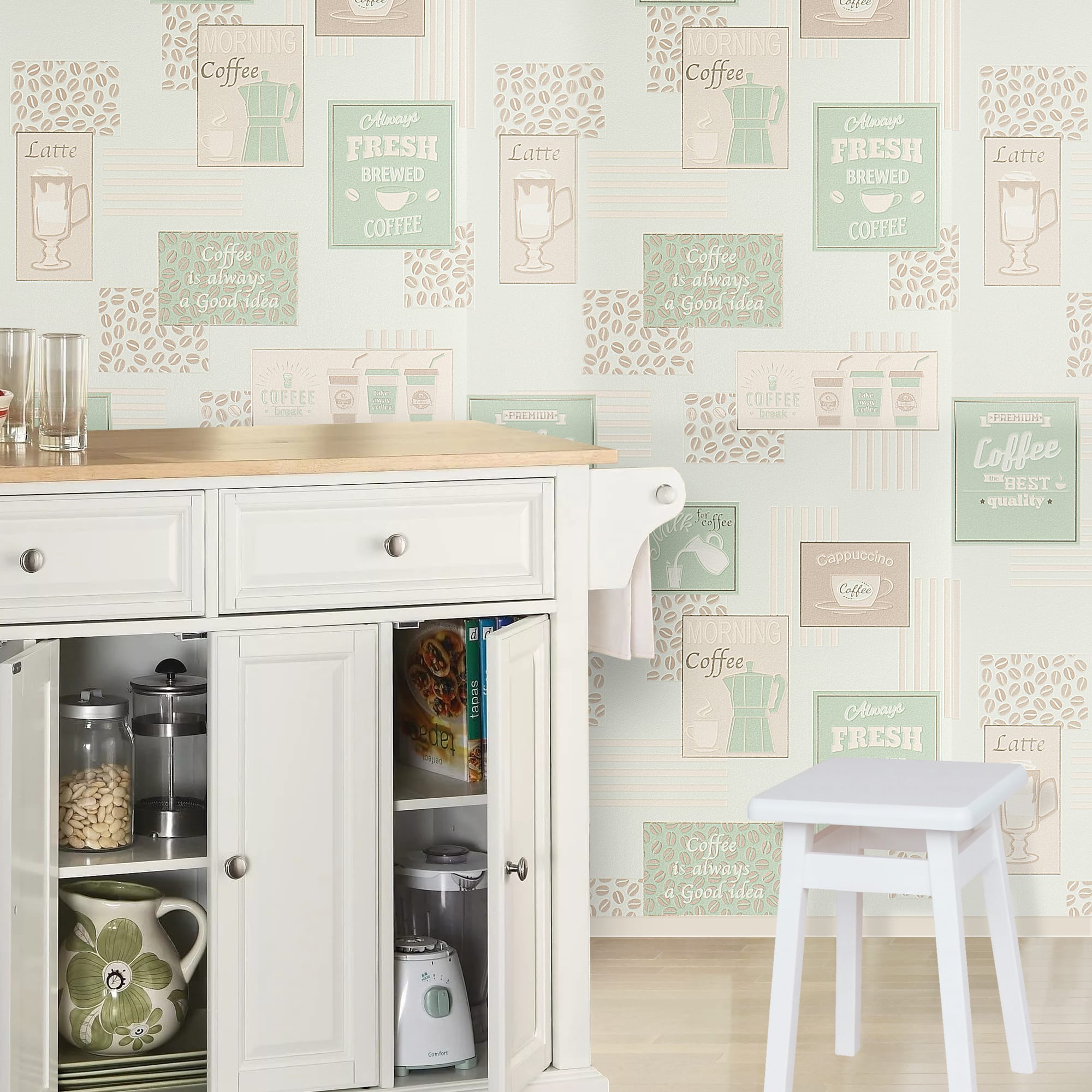 82938371 Обои виниловые зелёные 0.53 м 355 11 Мокко Santreyd  - Вид №2