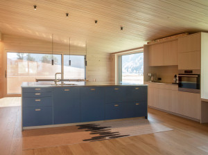 Встроенная кухня из линолеума с островом