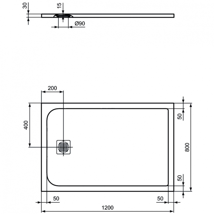 K8227FT Душевой поддон 120х80 см Ideal Standard ULTRAFLAT S  - Вид №2
