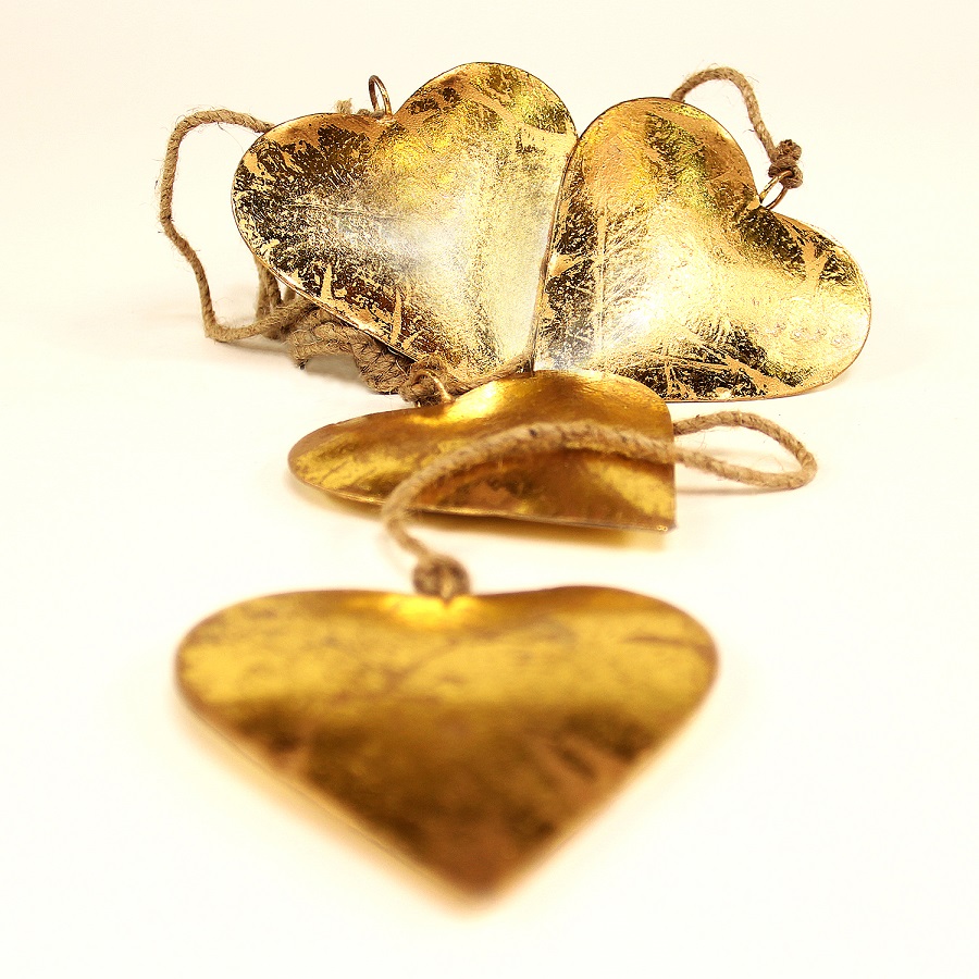 Гирлянда новогодняя подвесная "Сердца золотые" Golden hearts, 65 см ENJOYME  253060 Золото  - Вид №3