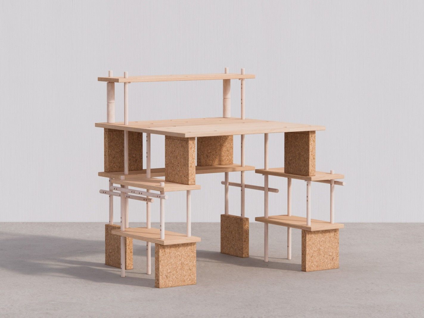 Секционный письменный стол из дерева и пробки smarin PLAY YET! ARCH-00134229