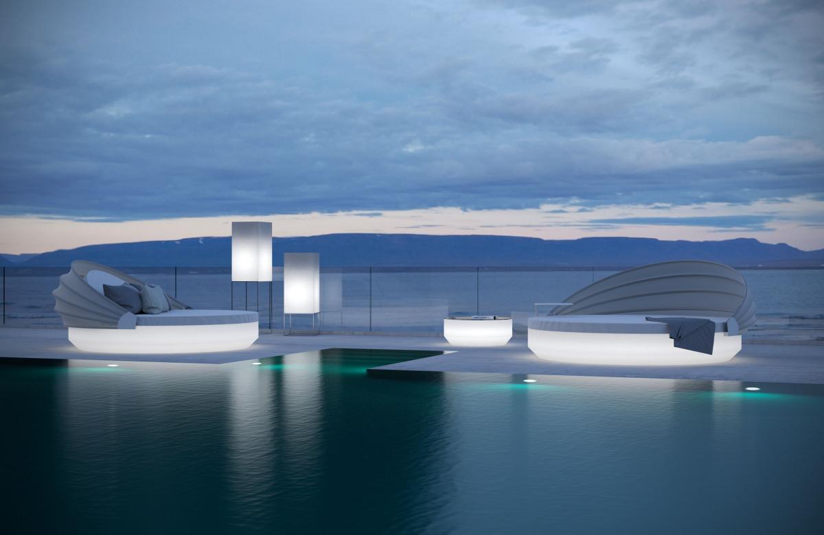 088424 Кровать ø210x40 cо складным навесом LED Vondom Vela