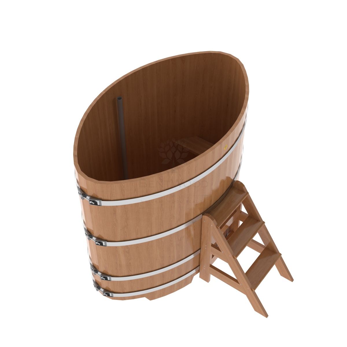 1314 Купель овальная из дуба 1,02х1,68х1,4 натуральная Alyarus  - Вид №1