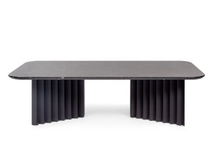 Прямоугольный низкий журнальный столик из мрамора и стальной основы