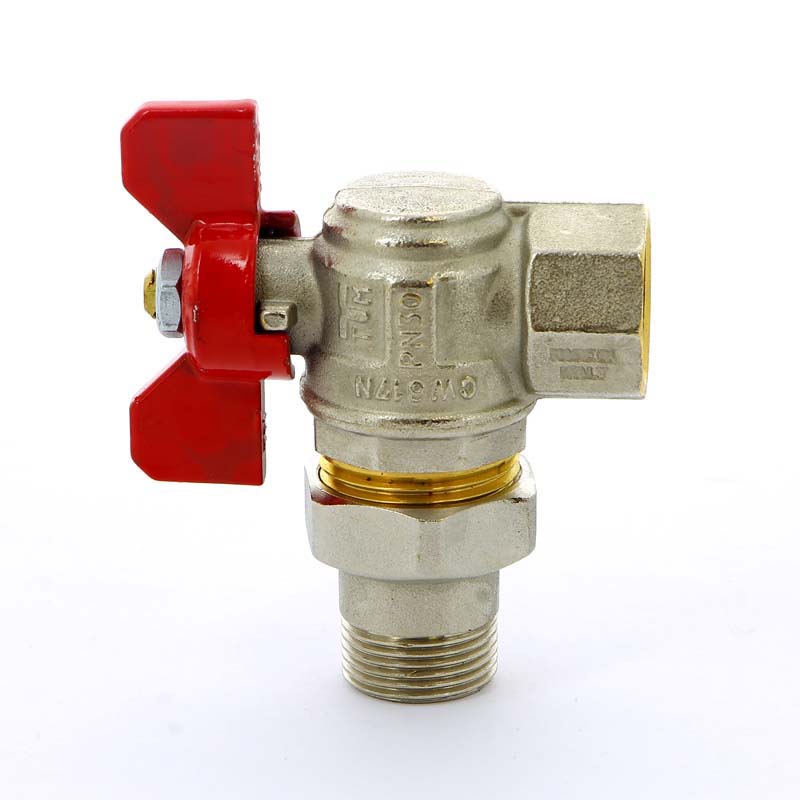 Кран шаровой НВ с разъемным соединением для коллектора бабочка TIEMME угловой 3/4" 2120005 - Вид №3