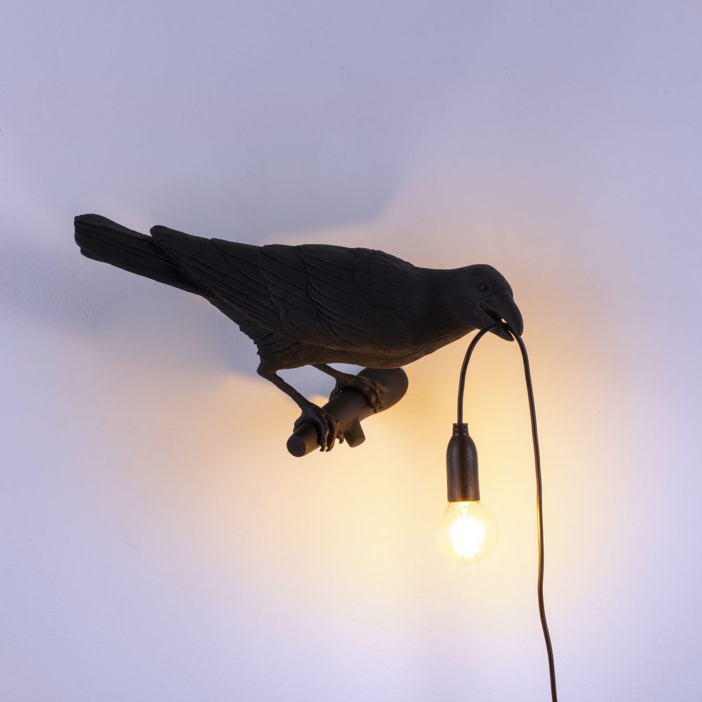 Светильник настенный черный Bird Lamp Black Looking Right 14738 SELETTI С ПТИЧКОЙ 00-3882936 Черный  - Вид №1