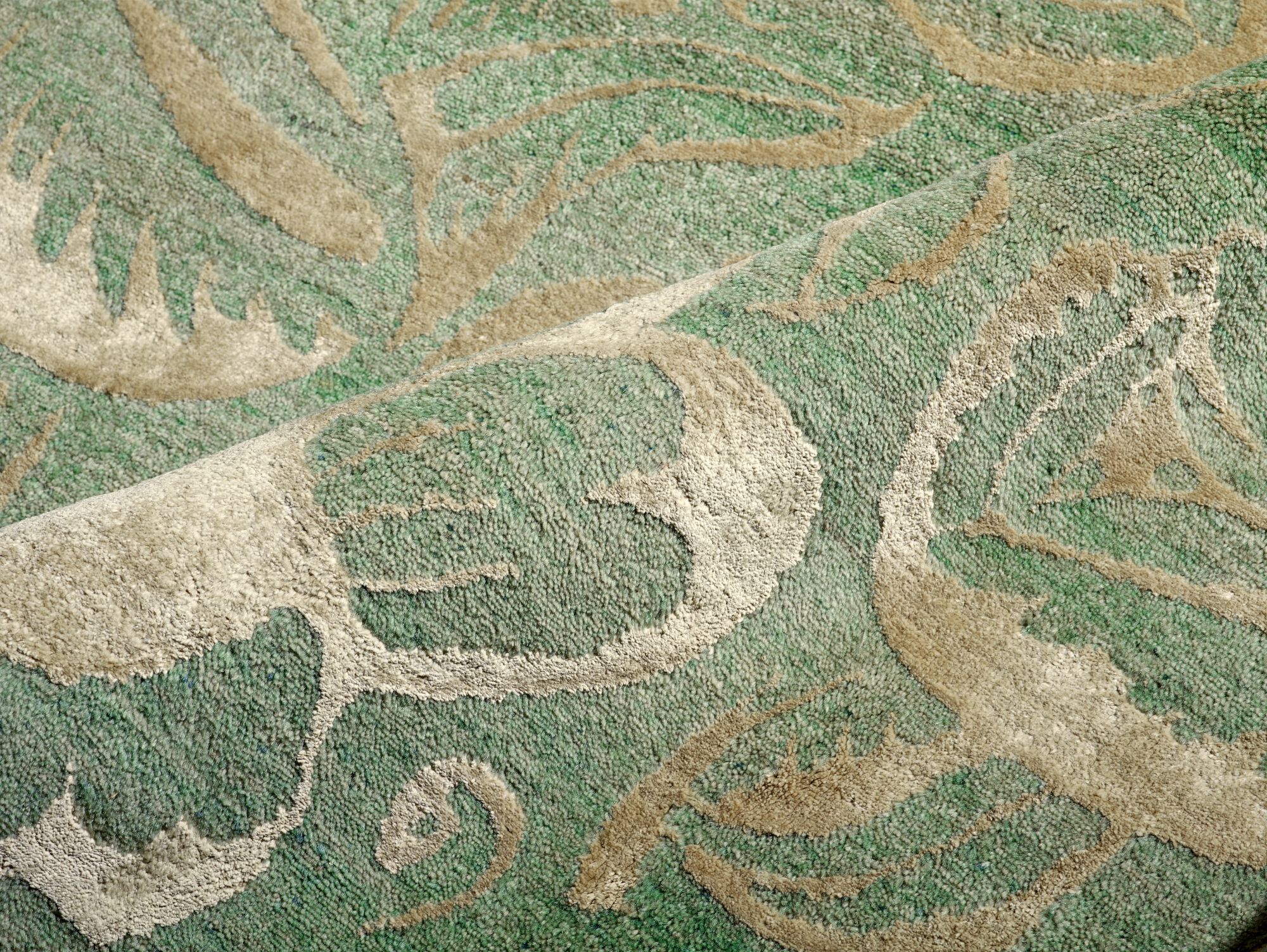 Прямоугольный ковер из шерсти и шелка Zollanvari Isfahan Celadon-дизайнер ARCH-00152706 - Вид №1