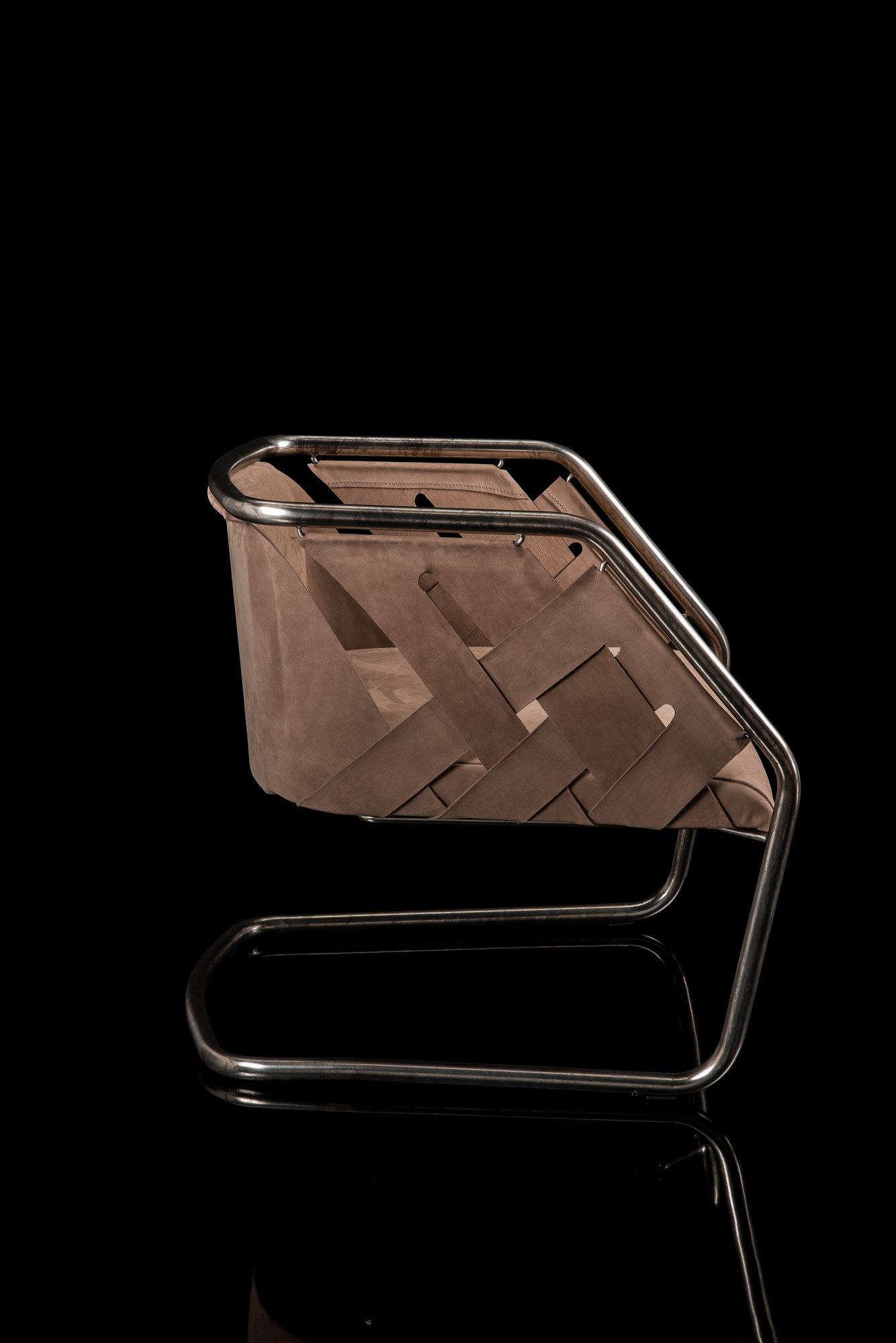 Кожаный мягкий стул с металлическим каркасом Henge Strip ARCH-00146838 - Вид №1