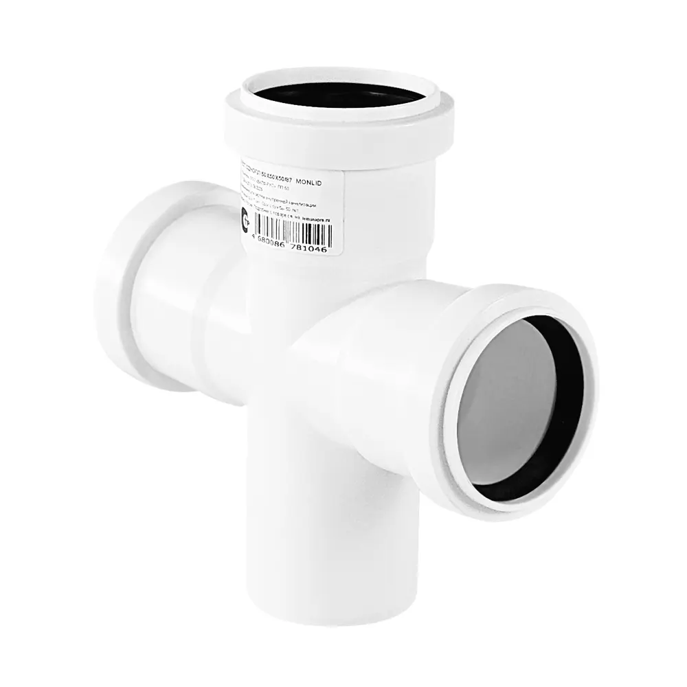 Крестовина одноплоскостная малошумная MONLID D50x50x50/87° мм полипропилен STLM-2121450 - Вид №2